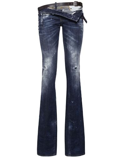 DSquared² Jeans dritti vita bassa in denim stretch - Blu