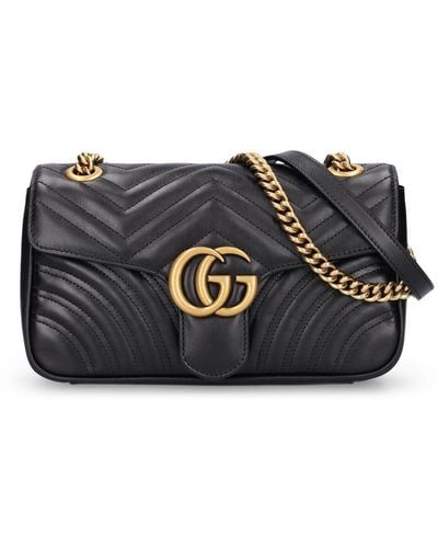 Gucci Small gg Marmont 2.0 Leather Bag - Black