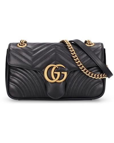 Gucci Small Gg Marmont 2.0 レザーバッグ - ブラック