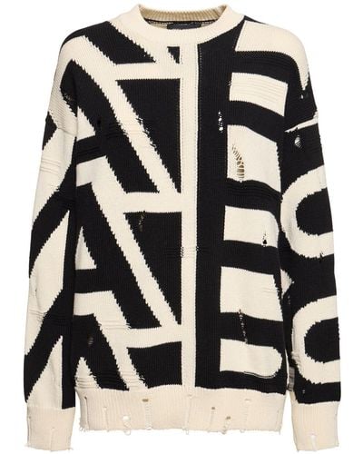 Marc Jacobs Distressed Monogram Oversize Sweater - Black