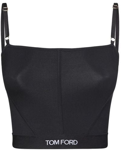 Tom Ford Tank Top Cropped In Techno - Nero