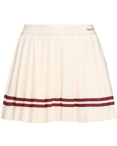 Sporty & Rich Classic Logo Pleated Skirt - Natural