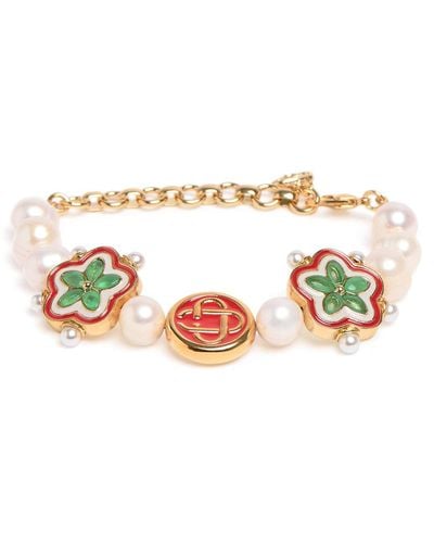 Casablancabrand Bracelet avec fleurs en fausses perles - Métallisé