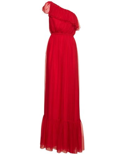 Gucci One-shoulder Silk Gown - Red