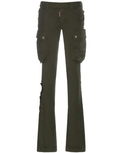 DSquared² Embroidered Cotton Cargo Straight Pants - Green