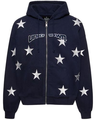 Unknown All Over Star Zip Hoodie - Blue