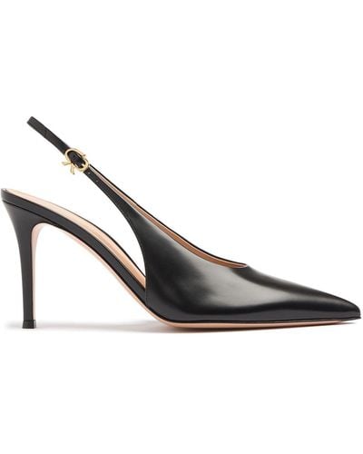 Gianvito Rossi 85Mm Tokio Leather Slingback Court Shoes - Black