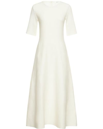 CASASOLA Agata Compact Silk Blend Midi Dress - White