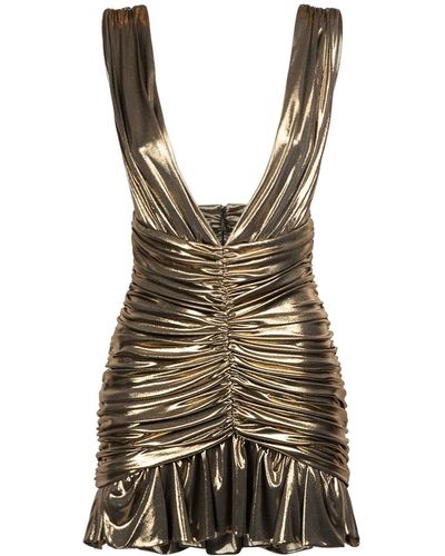 Saint Laurent Viscose Mini Dress - Metallic