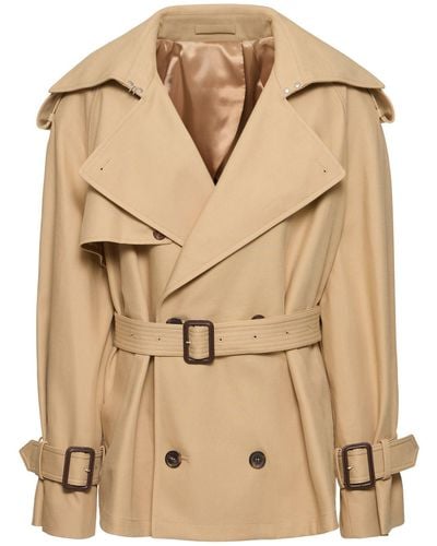 Wardrobe NYC Cropped Cotton Trench Coat - Natural