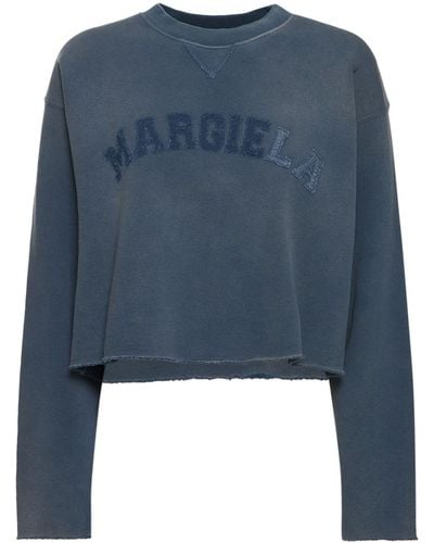 Maison Margiela Sudadera de algodón con parche - Azul