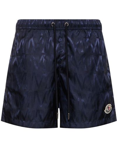 Moncler Monogram nylon swim shorts - Blu