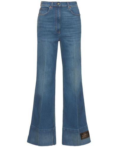 Gucci Jeans vita alta cosmogonie in denim di cotone - Blu