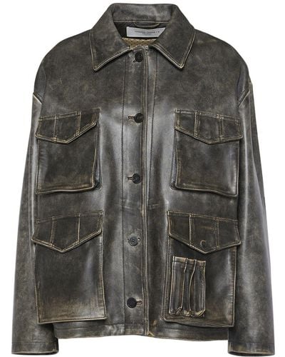 Golden Goose Journey Napa Leather Jacket W/pockets - Black