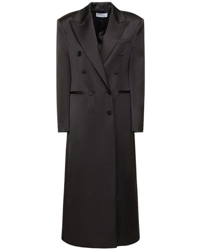 GIUSEPPE DI MORABITO Double Breasted Boxy Satin Blazer Coat - Black