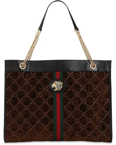 Gucci Large Rajah Gg Velvet Tote Bag - Brown