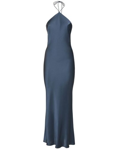 Anine Bing Leanne Silk Halter Midi Dress - Blue