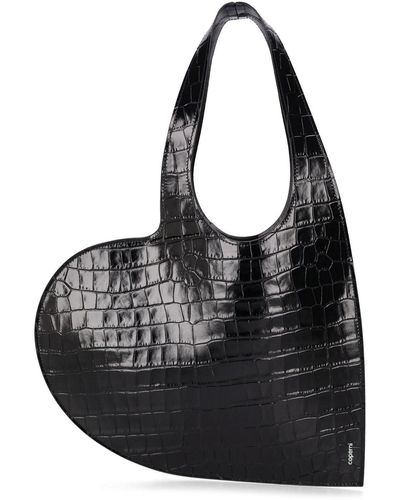 Coperni Borsa shopping mini heart in pelle goffrata - Nero