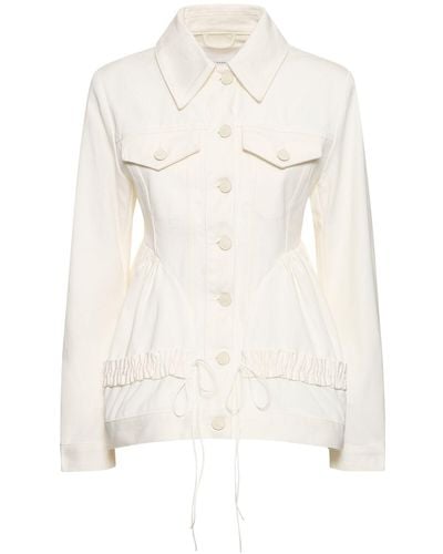 Cecilie Bahnsen Ulanda Fitted Waist Cotton Denim Jacket - White
