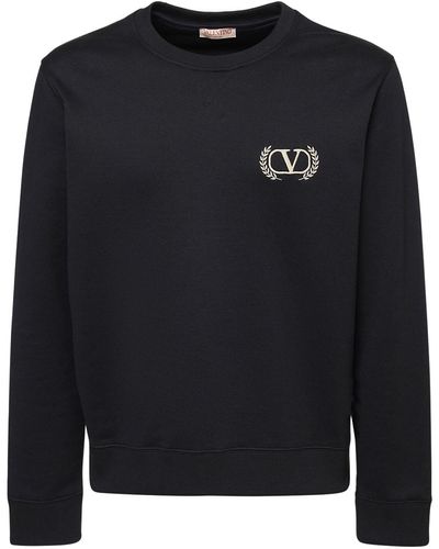 Valentino Sudadera de jersey de algodón bordada - Negro
