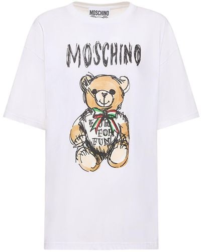 Moschino T-shirt en jersey de coton à logo - Blanc