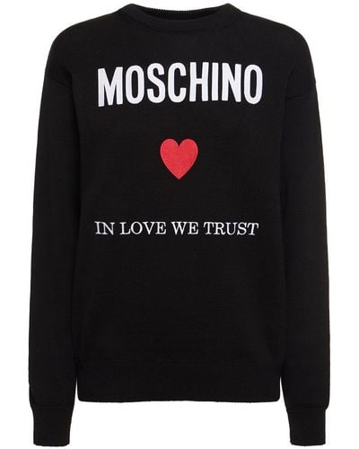 Moschino Sweatshirt Aus Baumwolljersey Mit Logo - Schwarz