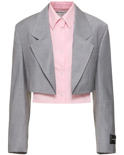 Alexander Wang Pre-styled Cropped Blazer Shirt - Grey