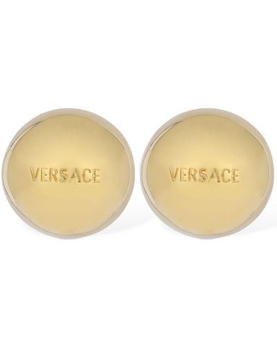 Versace Lettering Stud Earrings - Natural