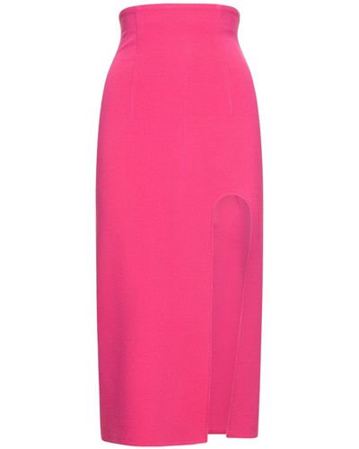 ALESSANDRO VIGILANTE Jersey Midi Skirt W/ Side Slit - Pink