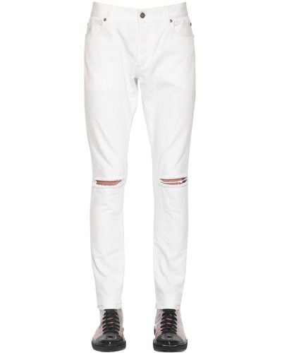 Balmain 14cm Enge Jeans Aus Baumwolldenim - Weiß