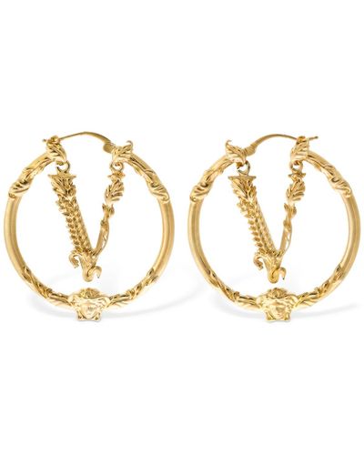 Versace Pendientes Signature V De Aro - Metálico