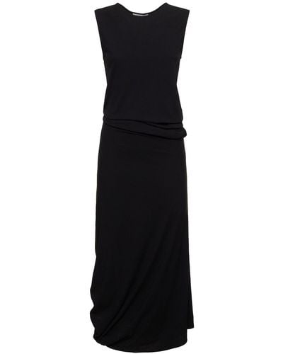Lemaire Fitted Twisted Cotton Midi Dress - Black