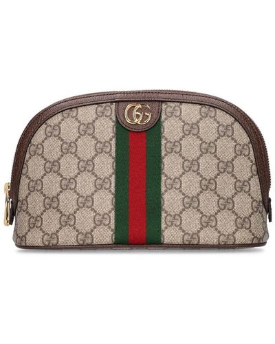Gucci Brown Monogram GG Cosmetic Pouch Toiletry Case Make Up Bag 29ggs114