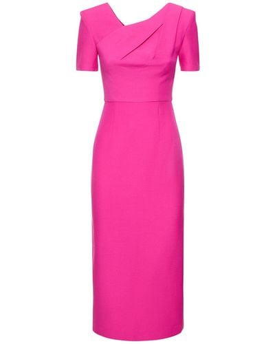 Roland Mouret Draped Wool-silk Midi Dress - Pink