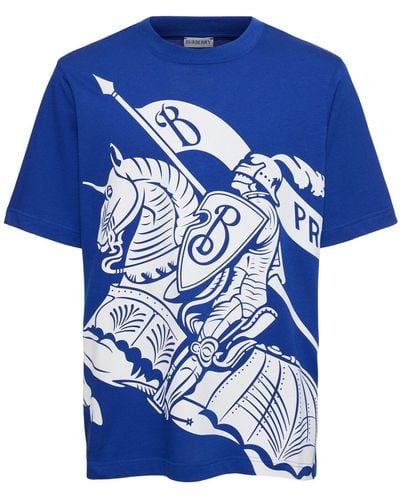 Burberry Bedrucktes T-shirt Aus Baumwolljersey "ekd" - Blau