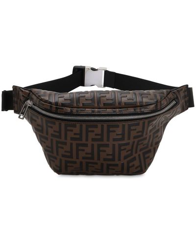 Fendi Logo Embossed Leather Belt Bag - Brown