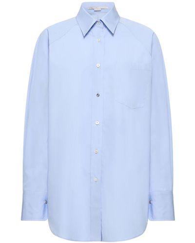 Stella McCartney Kurzärmeliges Hemd Aus Baumwollpopeline - Blau