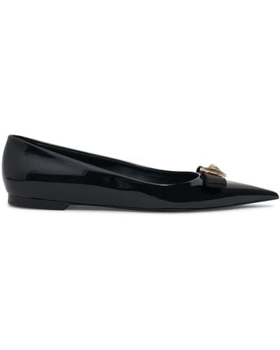 Versace Leather Flats Shoes - Black