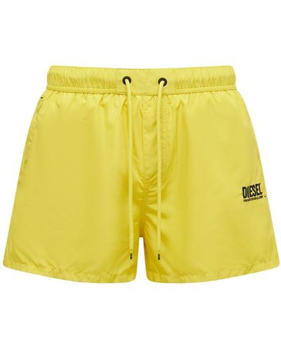 DIESEL Logo Print Tech Swim Shorts - Yellow