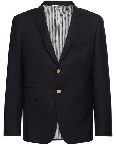 Thom Browne Blazer en laine à boutonnage simple - Bleu