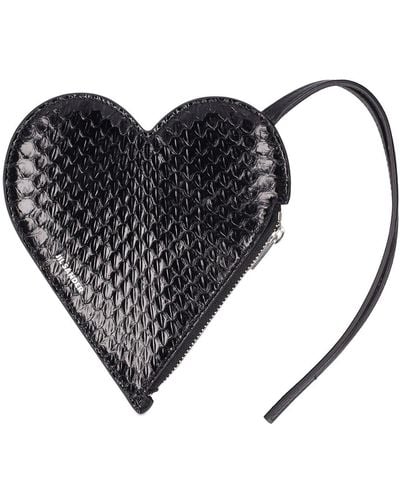 Jil Sander Heart-Shaped Snakeskin Pouch - Black