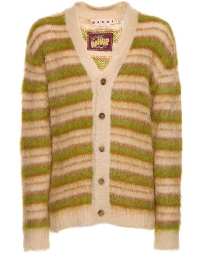 Marni Iconic Mohair Blend Knit Cardigan - Yellow