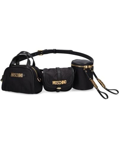 Moschino Multi-pocket Nylon Belt Bag - Black