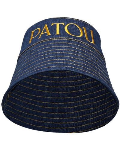 Patou Cappello bucket in denim con logo - Blu