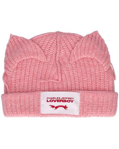 Charles Jeffrey Chunky Ears Lambswool Beanie Hat - Pink
