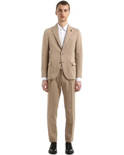 Lardini Linen & Cotton Unlined Suit - Natural