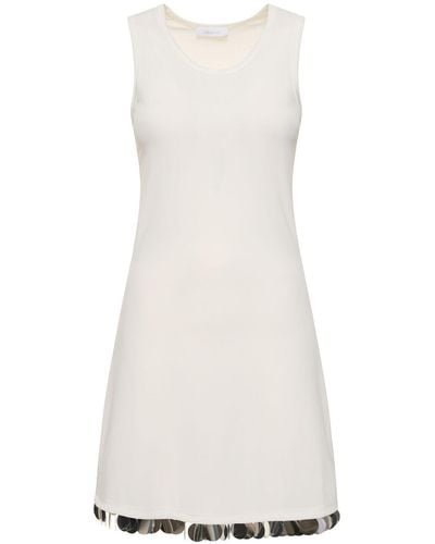 Rabanne Jersey Crepe Embellished Mini Dress - White