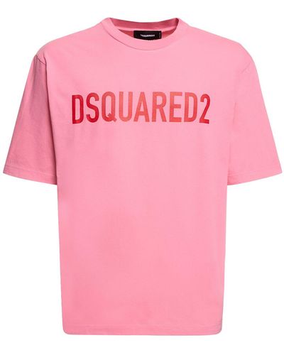 DSquared² T-shirt loose fit in cotone con stampa - Rosa
