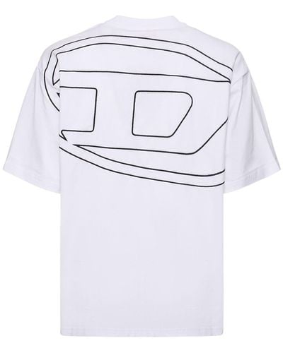 DIESEL Oval-D Embroidery Loose Cotton T-Shirt - White