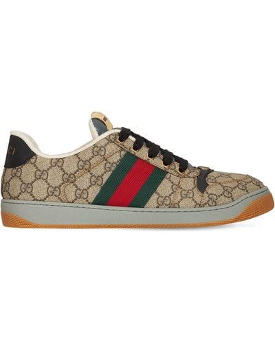 Gucci 〔スクリーナー〕メンズ スニーカー, ベージュ, GGキャンバス - マルチカラー